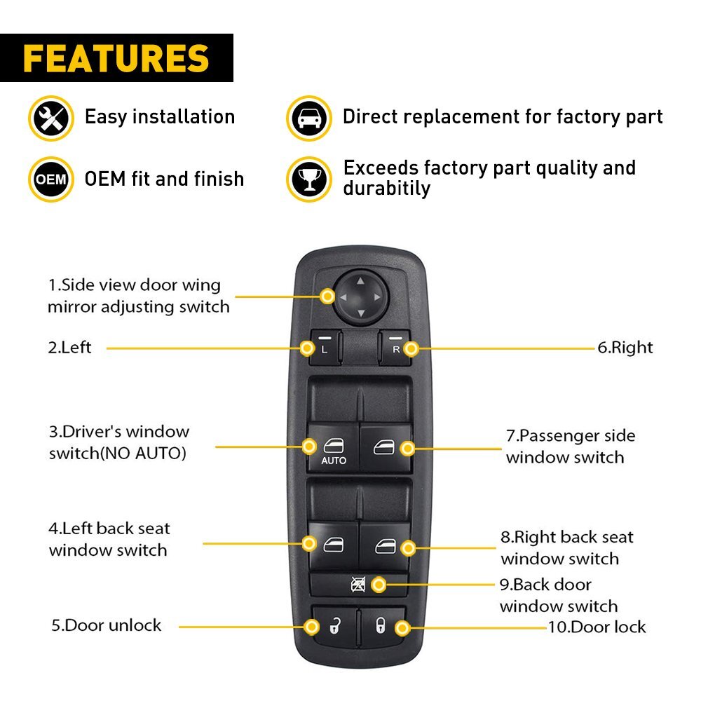 Left Driver Side Power Window Master Control Switch For 2007-2011 Dodge Nitro