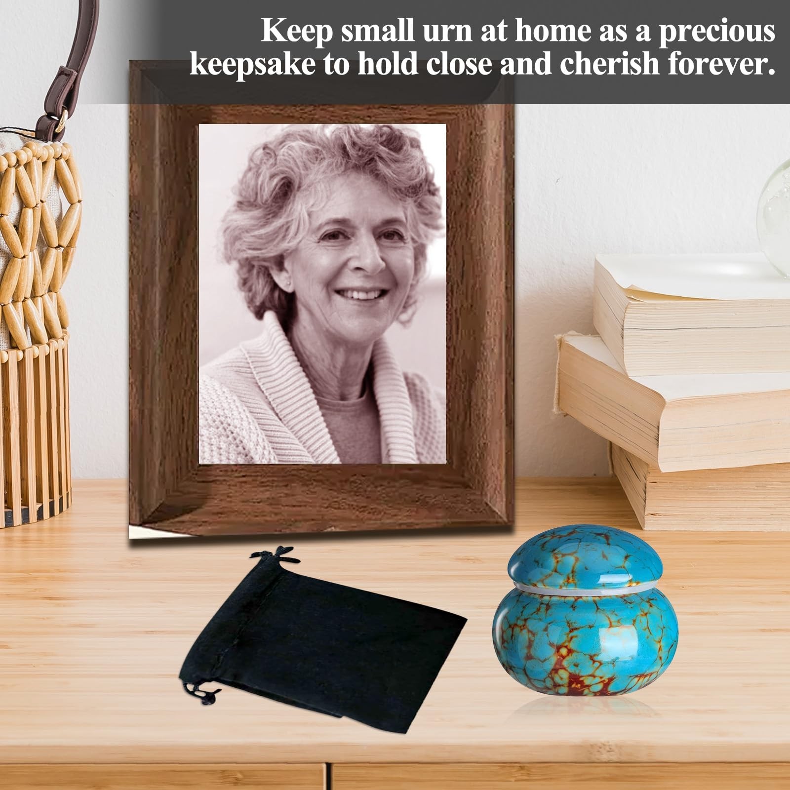 Small Urns for Human Ashes Keepsake,Ceramic Blue Ceramic,