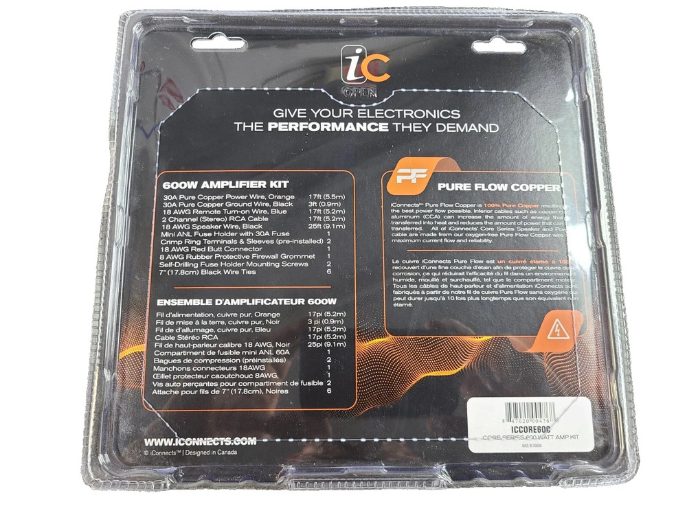 iConnects ICCORE600 CORE 600 Watt Complete Amplifier Kit with RCA Cables