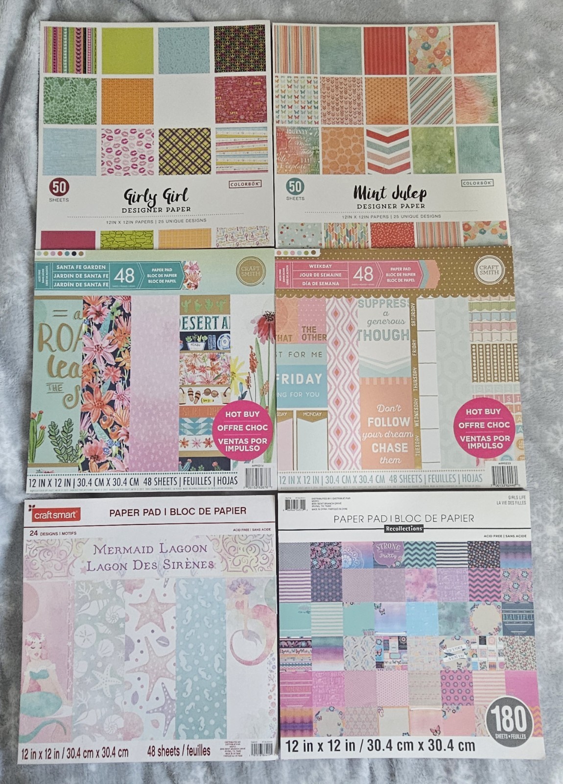 Lot Of 6 Scrapbook Paper Pads 12x12 Sheets