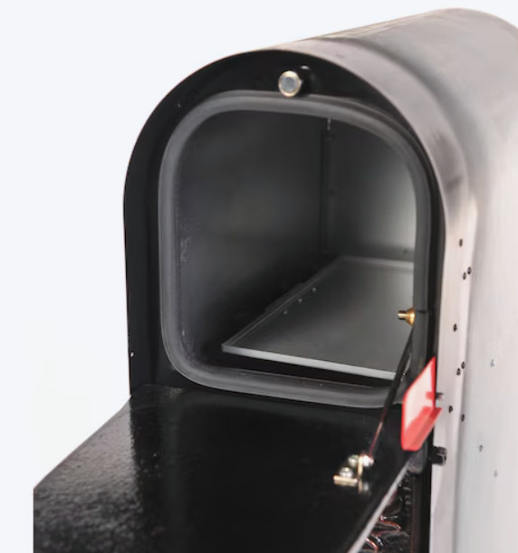 Decorative Cast Aluminum Mailbox Lockable Vault Column 2 Door "Brick In" Black
