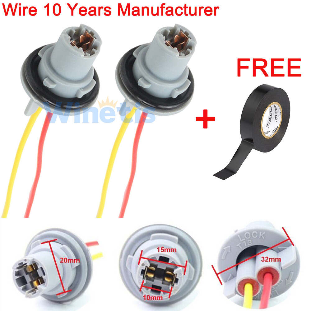 2X Universal Pigtail Wire Female Socket 168 194 Interior Step Door Light Plug E