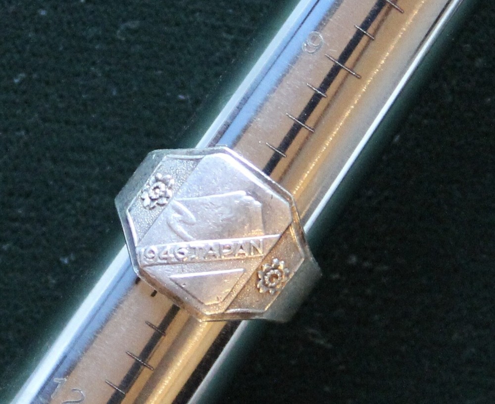 U.S. Occupation Forces 1946 Japan Silver Ring Mt. Fuji & Lotus Blossom Sz. 10.5