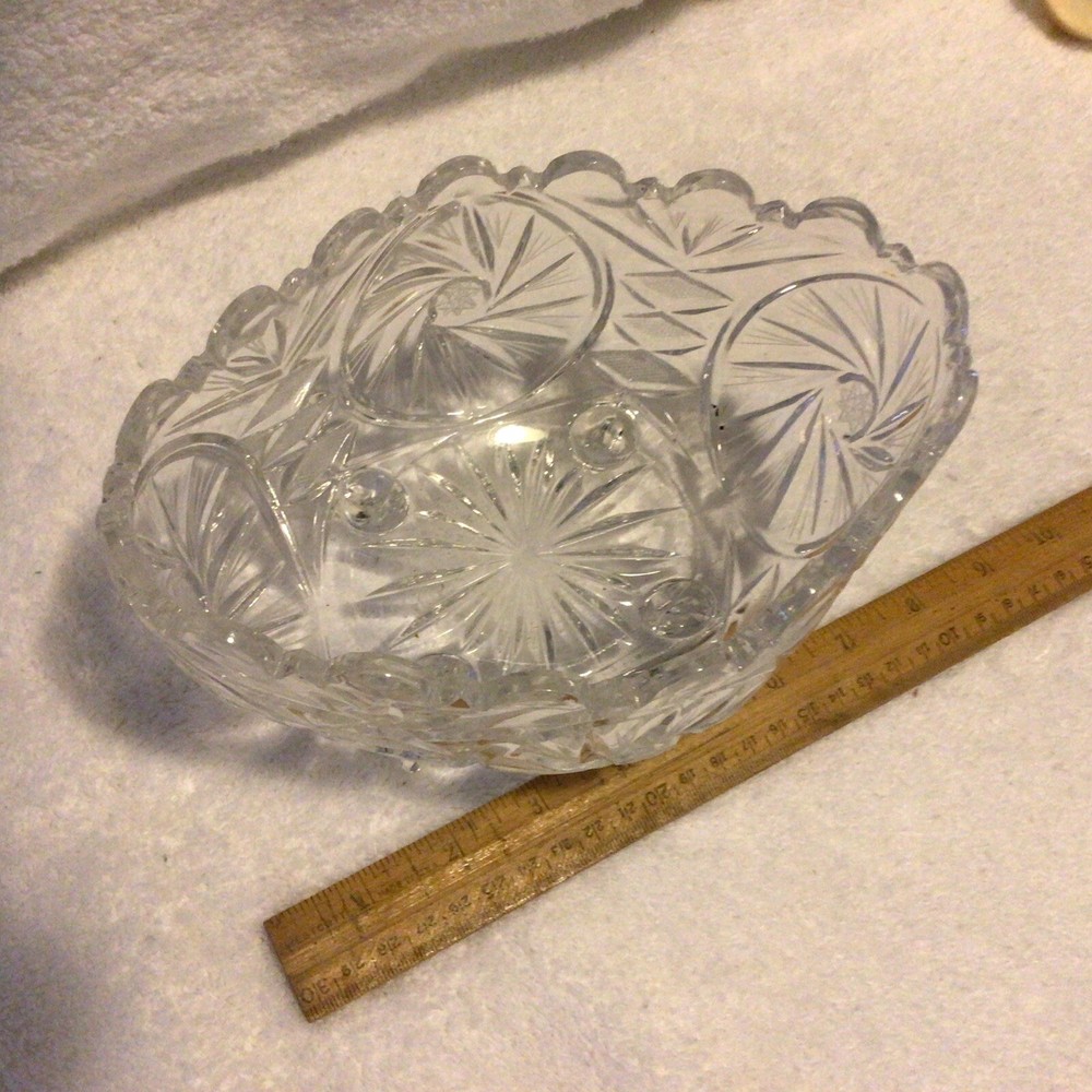 Vintage Footed Oval/Oblong Crystal Bowl