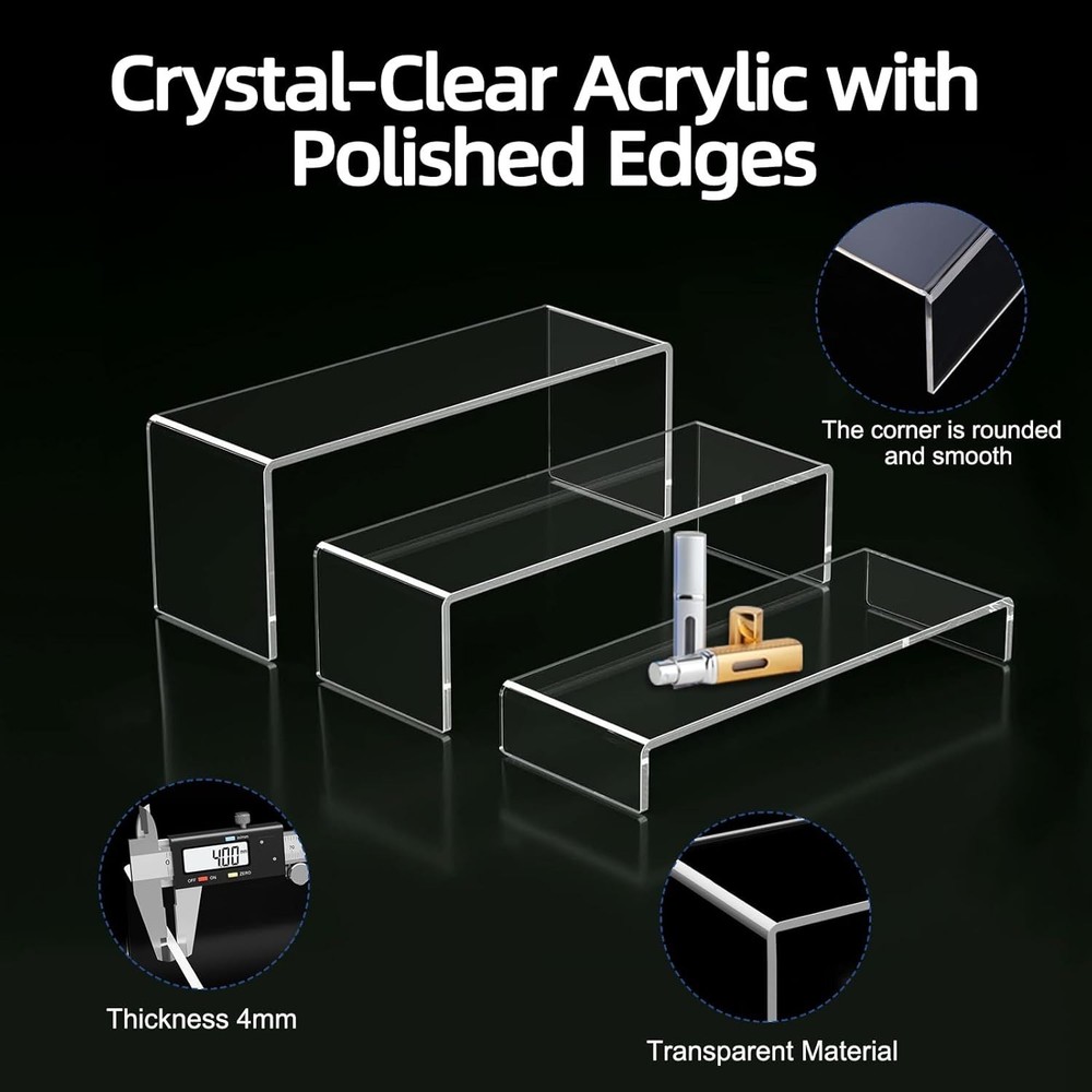 6PCS Acrylic Display Risers, 12'' Large Acrylic Risers Display Stands,Tiered ...