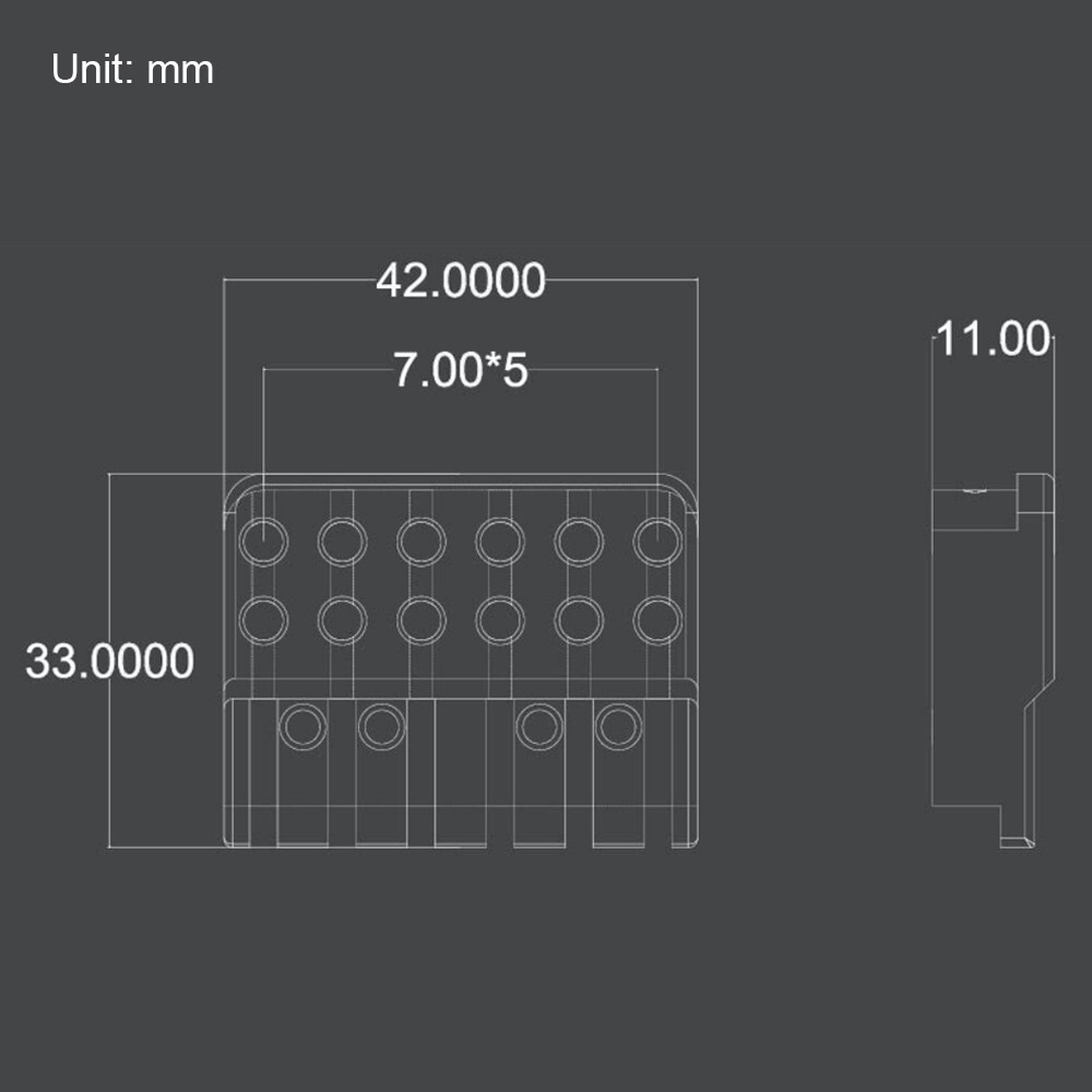 Set 6 String Headless Guitar Bridge & Brass String Lock