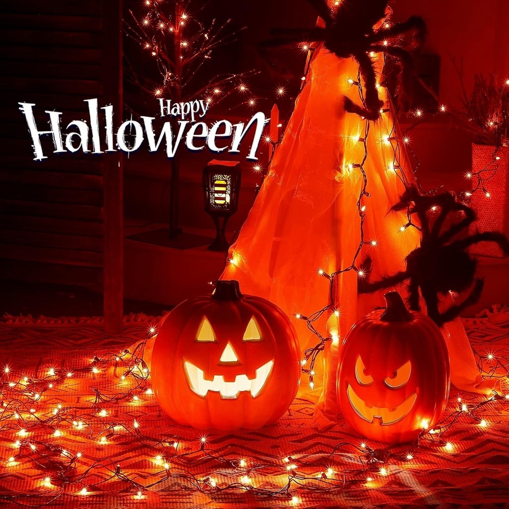 Orange Halloween Lights, 2PACK 13ft 50 Orange Lights String,120V Fall String ...
