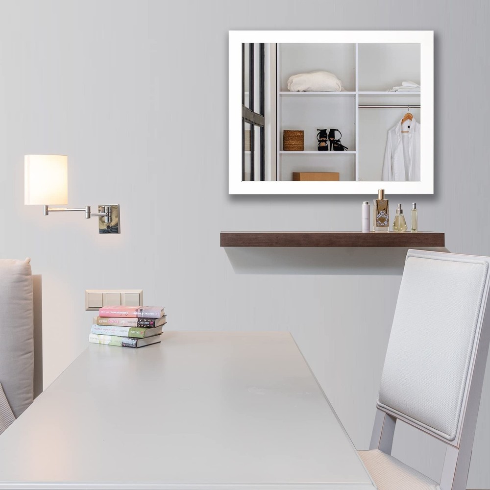 Rectangular Wall Mirror White Bathroom Mirror 16" x 20" Wall Mirror for Entry...