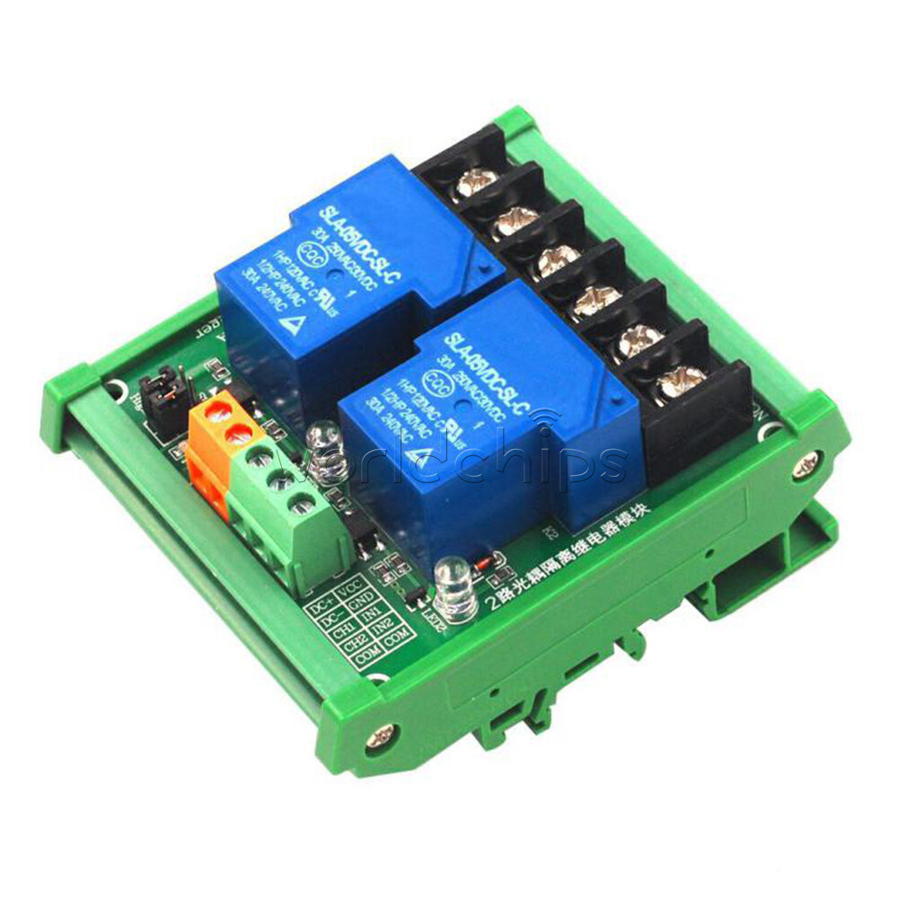 2 Channel 30A DC 5V 12V 24V Relay Module Optocoupler Isolation High Low Trigger