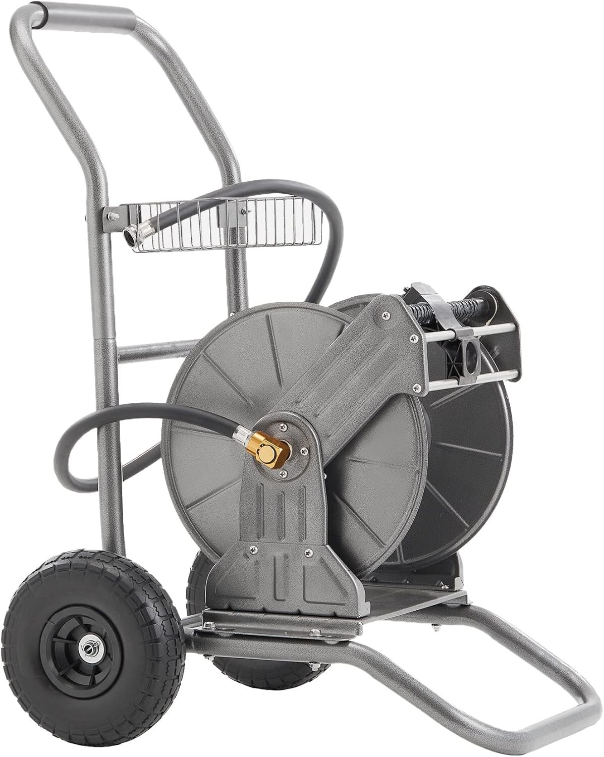 Giraffe Tools Heavy Duty Garden Hose Reel Cart with Wheels Metal/Stainless Steel