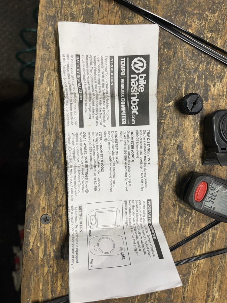 Nashbar Tempo Wireless Speedometer Cyclometer Bicycle