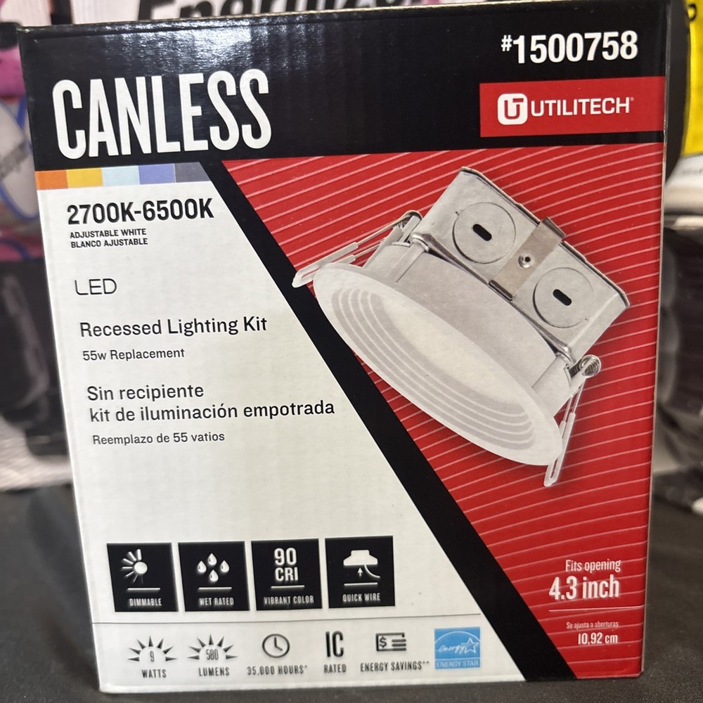 Utilitech Canless Recessed  Light Kit  #1500758 LED 2700k-6500k Adjustable White