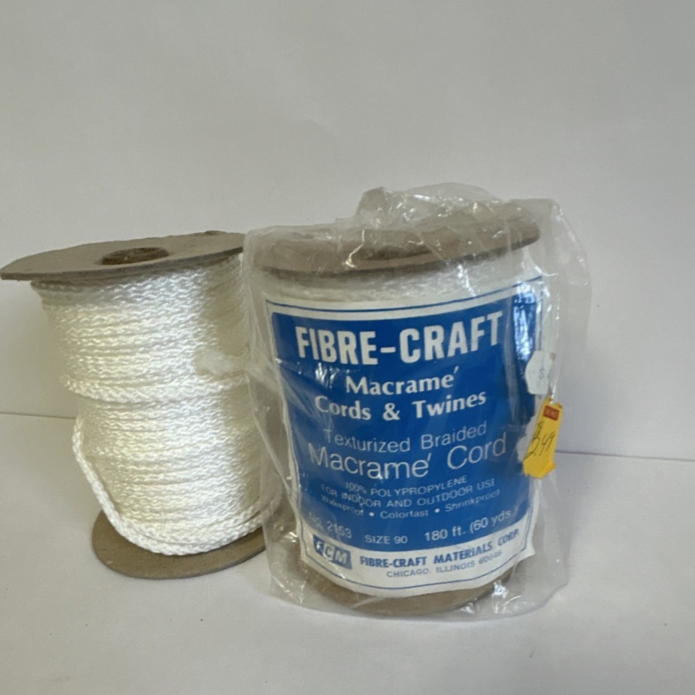 Fibre Craft Texturized Braided Macrame Cord Polypropylene Size 90 180ft 2153