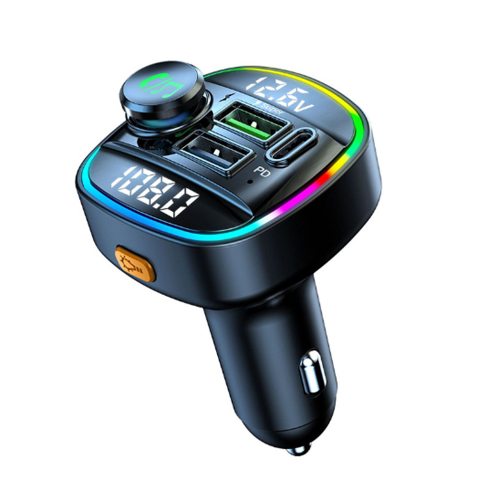 Car Radio Bluetooth 5.0 FM Transmitter Adapter MP3 2 USB PD Charger Hands-Free