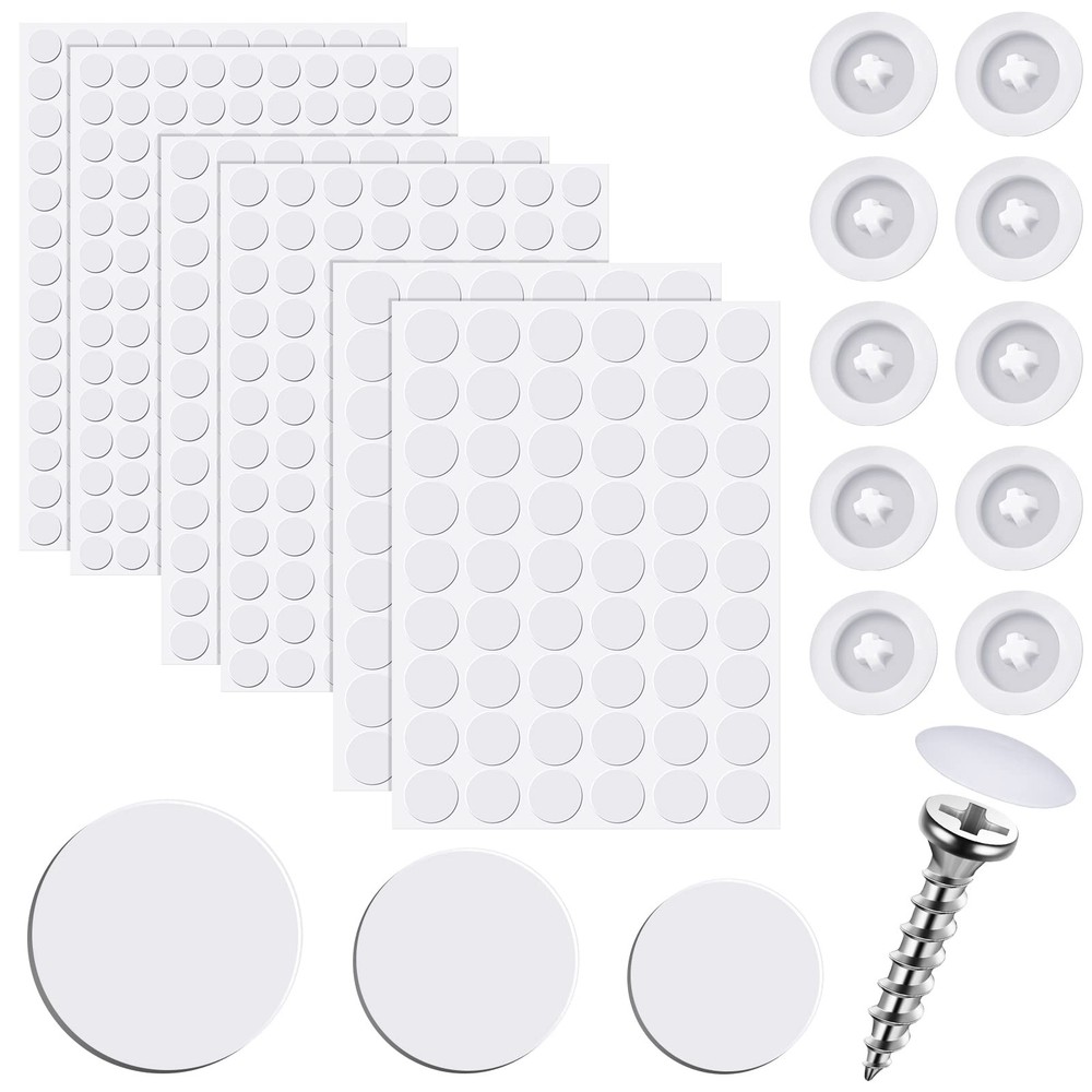 Eersida 100 Pcs Screw Covers Plastic Self Tapping and 580 Pieces White