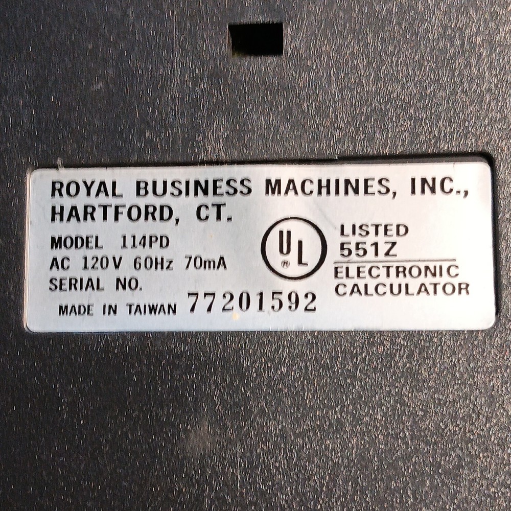 Roayal 114 PD Professional Ribbon Printing Calculator Adding Machine Tested Work