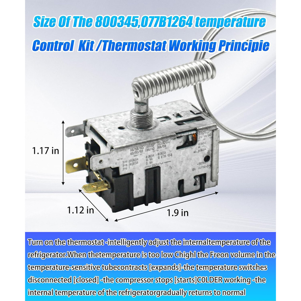 Replacement for True Refrigeration Temp Control 077B1264 800345 Temperature Kit