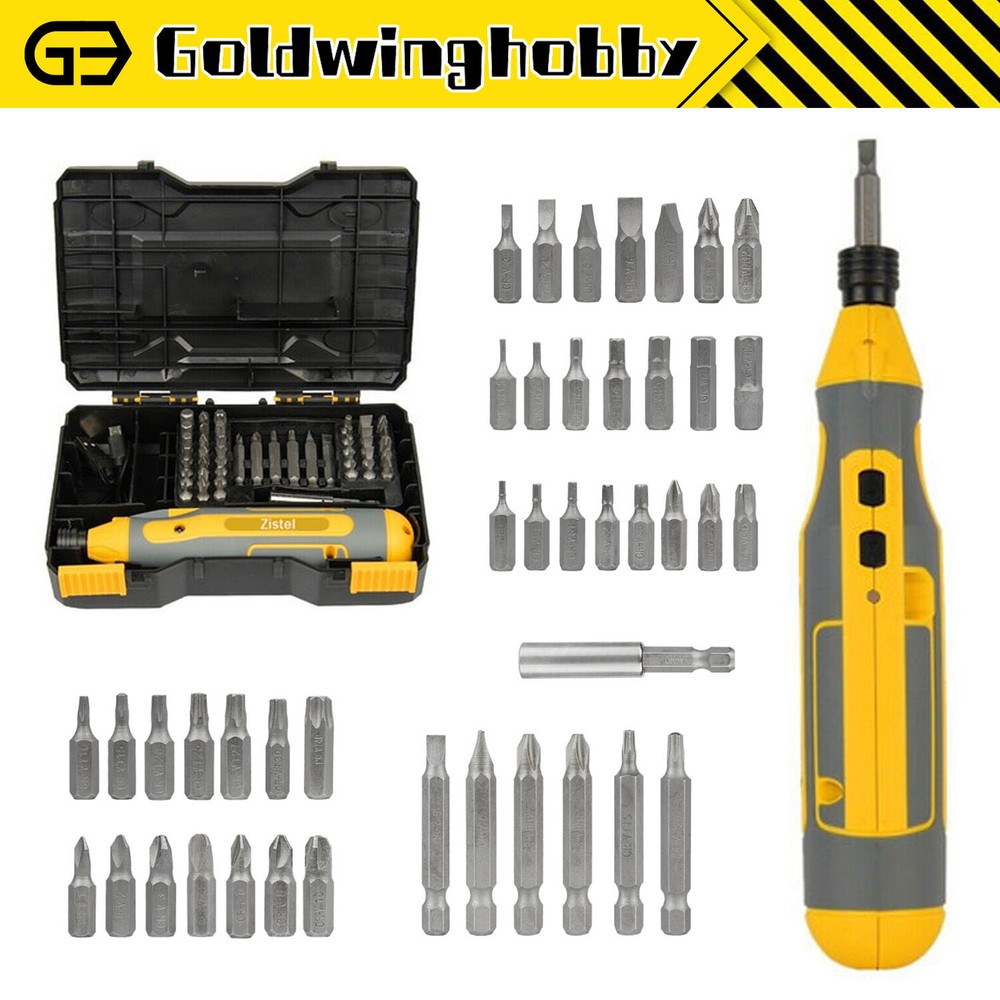 4V Cordless Screwdriver Kit Electric USB Rechargeable Power Tool 43pcs Bits Set