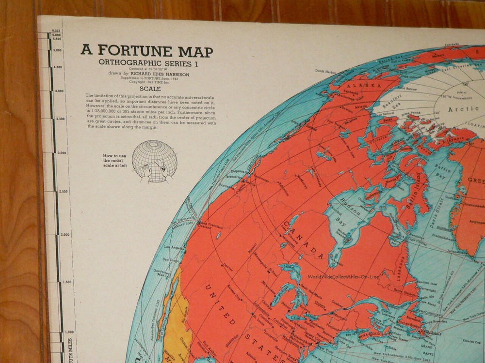 Original Richard Edes Harrison World War II 1942 Allies & Axis Map