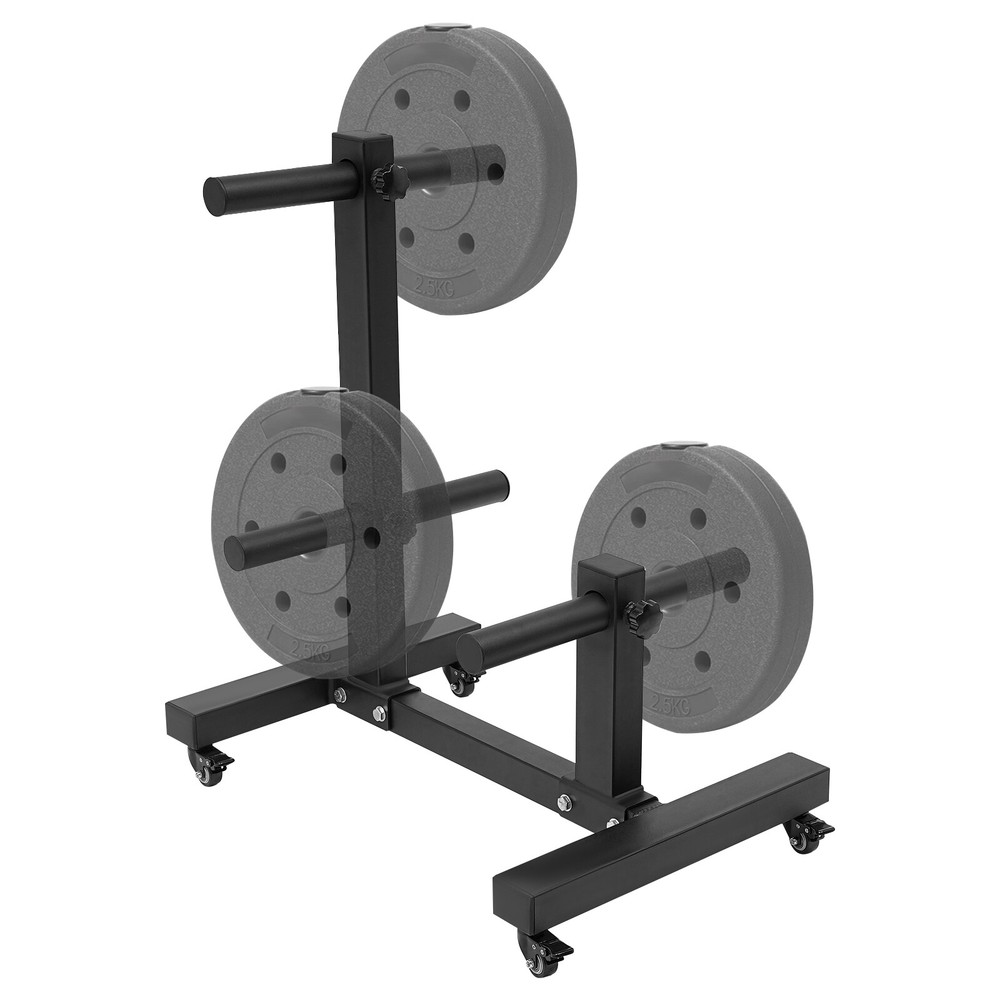 Durable Weight Plate Rack Tree with Universal Wheels for Easy Storage