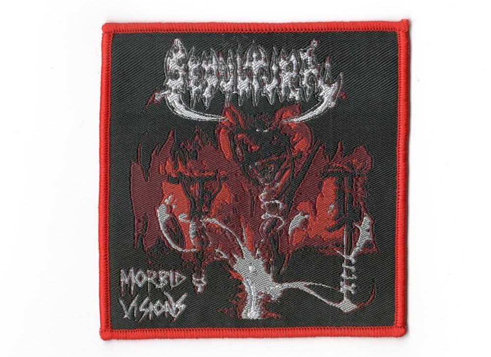 SEPULTURA, MORBID VISION, SEW ON RED BORDER WOVEN PATCH