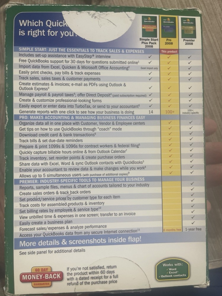 INTUIT QUICKBOOKS PRO 2008 FOR WINDOWS FULL RETAIL US VERSION