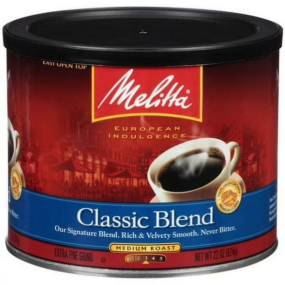 Melitta Classic Roast Caffeinated Canned Coffee, 22oz Can