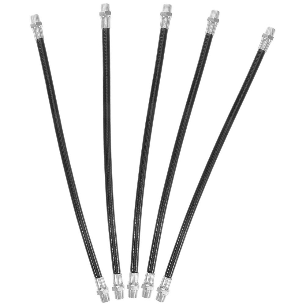 5 Pcs Flex Extension Hoses Quick Release Grease Coupler Double Handle Nozzle