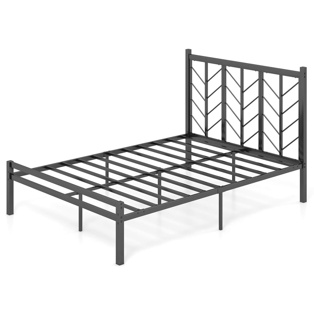 Full Size Platform Bed w/ Headboard 11.5" Under Bed Storage Easy Assembly