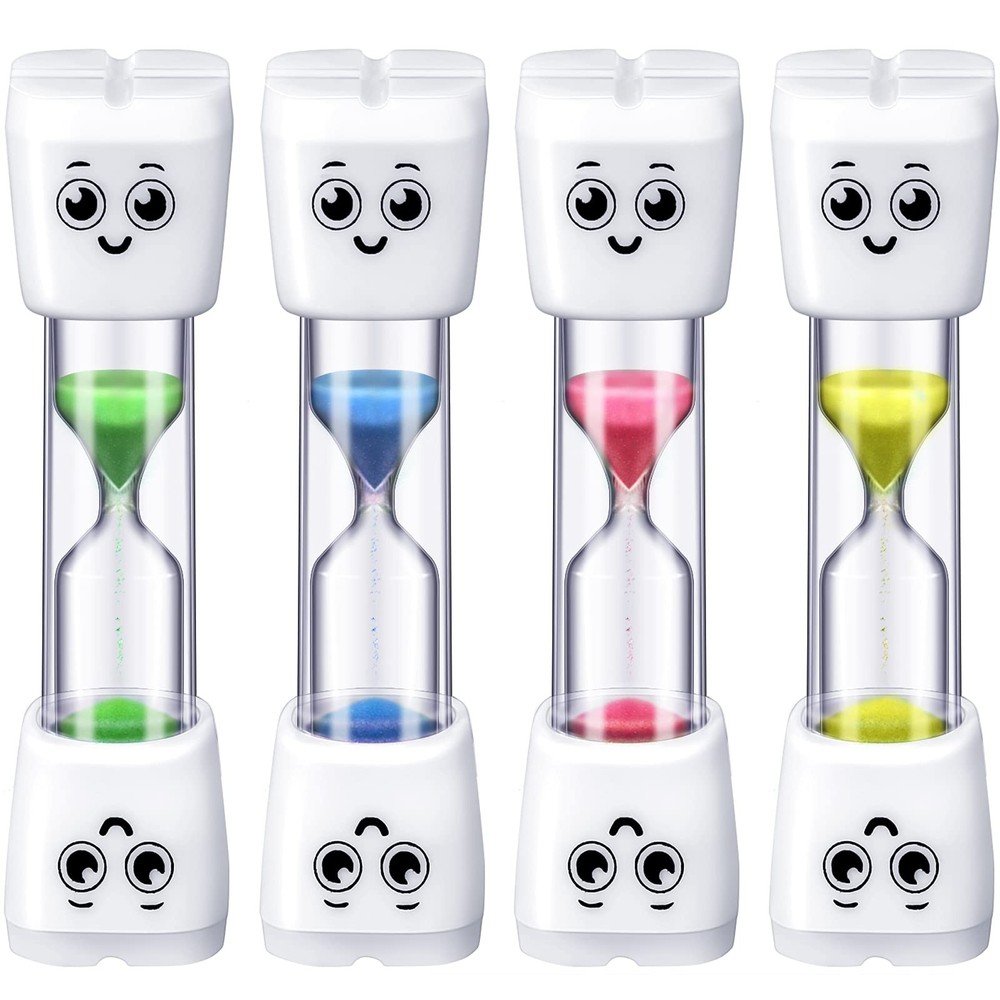 Weewooday 4 Pieces Toothbrush Timer 2 Minute Sand Timer Smile Pattern Tooth B...