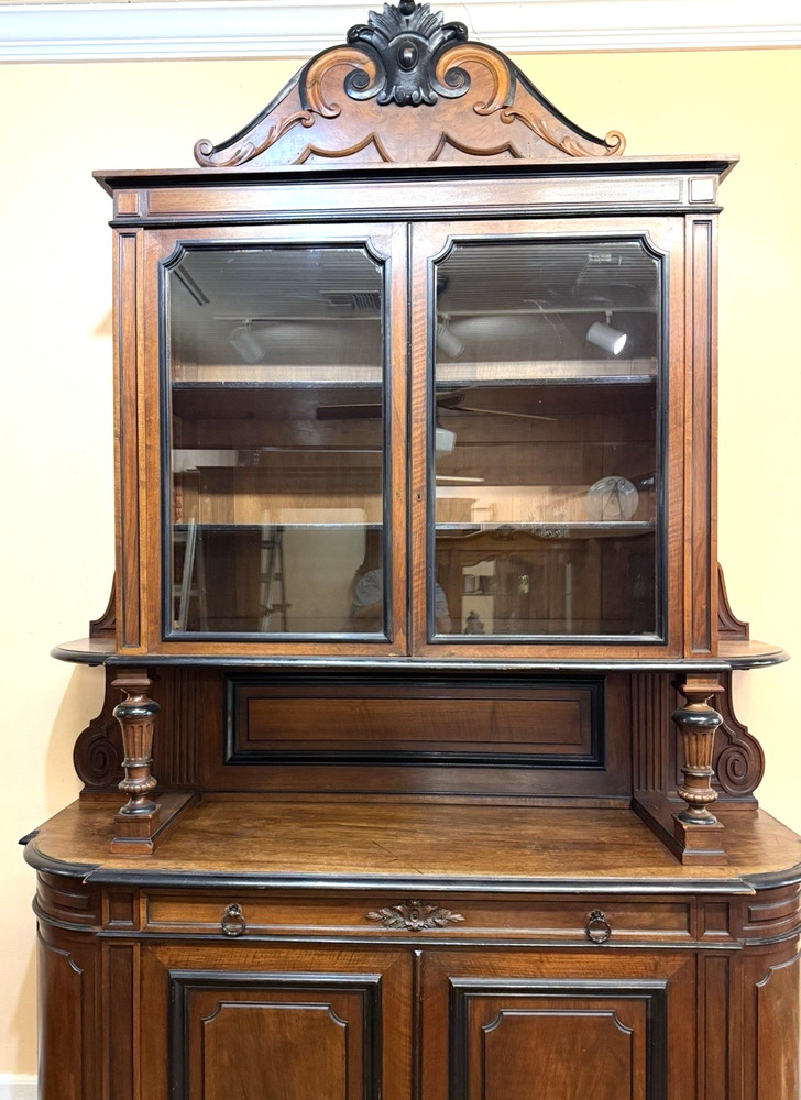French Walnut louis Phillippe Buffet Sideboard Hutch
