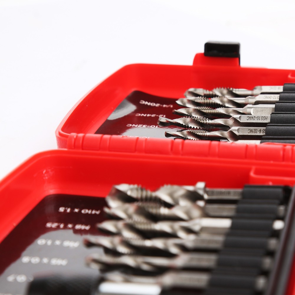 Pro Combination Drill & Tap Bit Set w/ Quick Change Adapter 1/4" Hex Shank 13pc