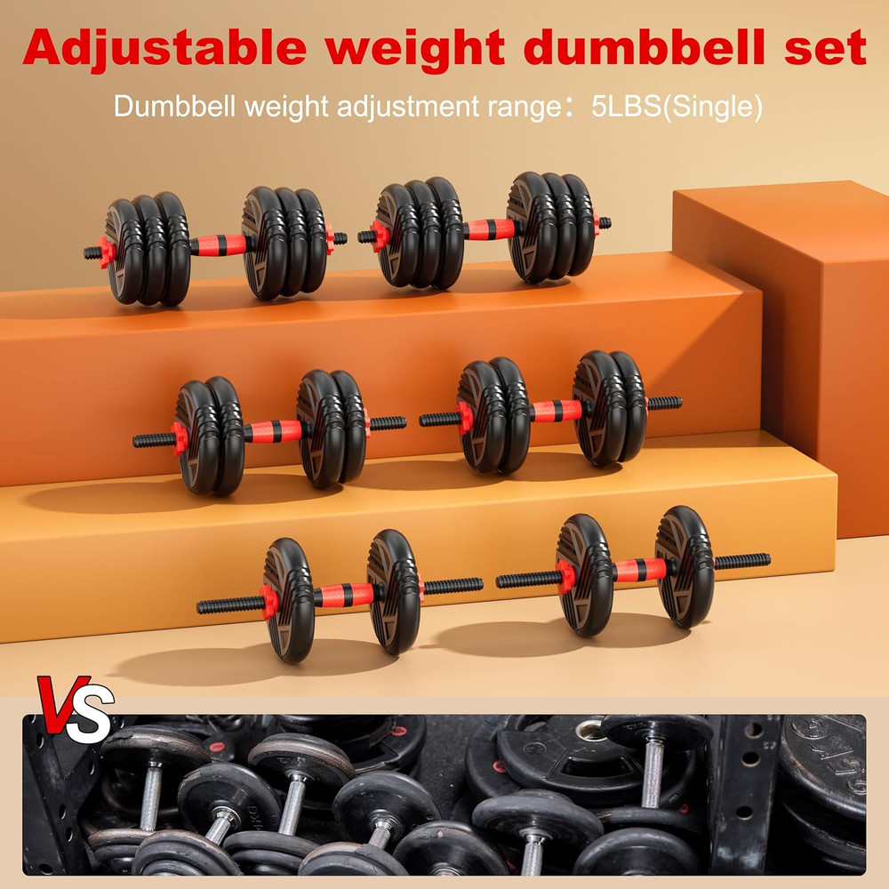 Adjustable Dumbbell Set, 10/20/30/45/70/90Lbs, 5 in 1 Multi-Function Dumbbells S