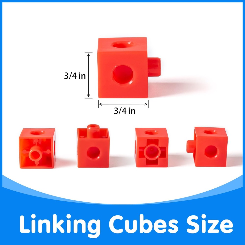 Odoorgames 100 Pcs Math Linking Cubes with 384 Standard, Multiple Colors