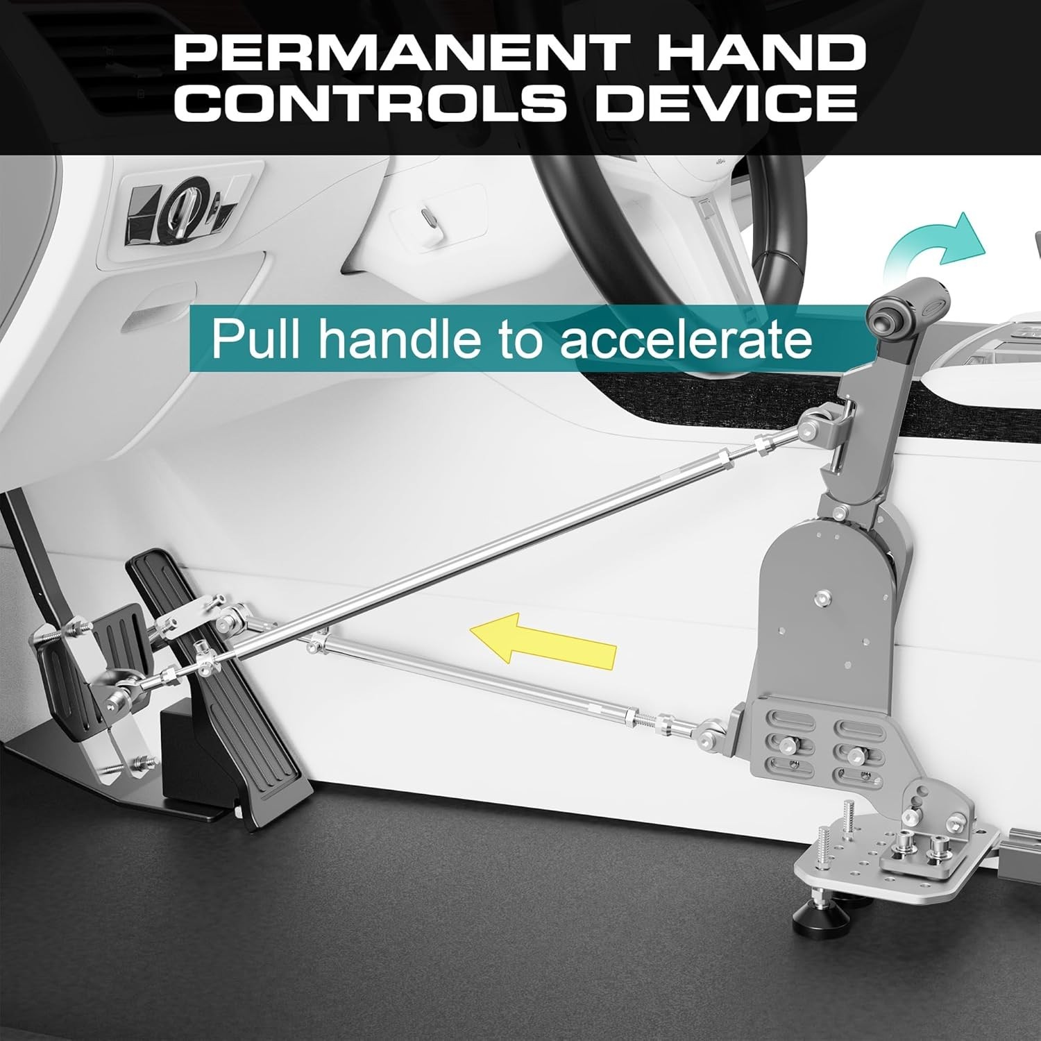 Fixed Hand Controls for Disabled Drivers, Push/Pull Car Pedal Assist Device