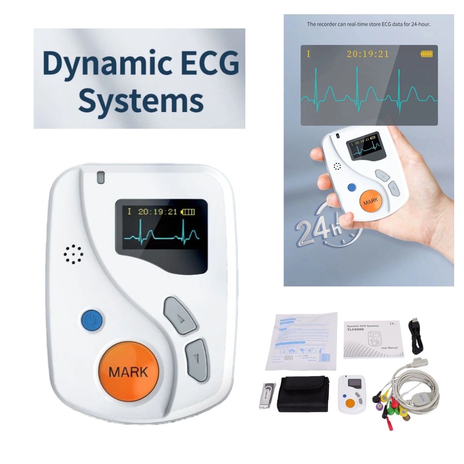 New 12 Channels ECG Holter 48Hour  Recorder Dynamic EKG Monitor System TLC6000