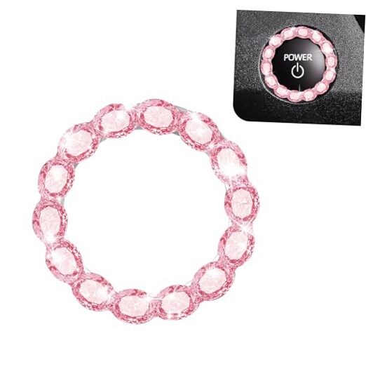 Car Bling Push Start Button Cover, Crystal Rhinestone Engine Start Stop Ring