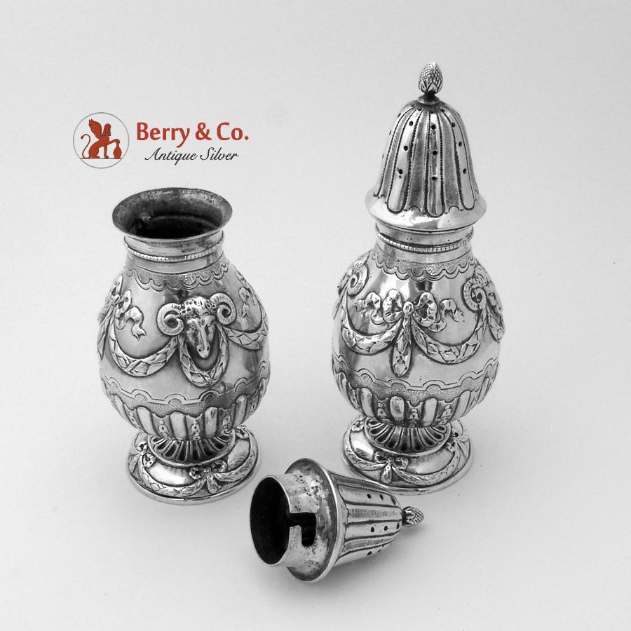 Rams Head Sugar Shakers 800 Silver Pair 1890