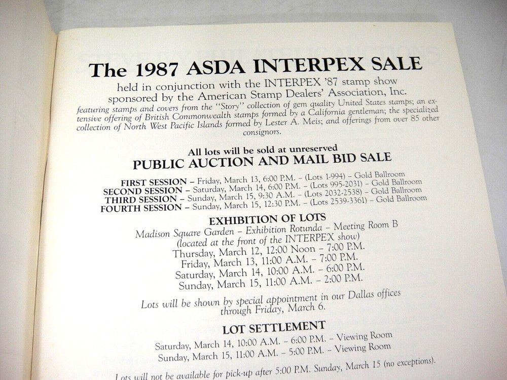 Steve Ivy Stamp Auction Catalog 1987 ASDA Interpex Covers from Story Collection