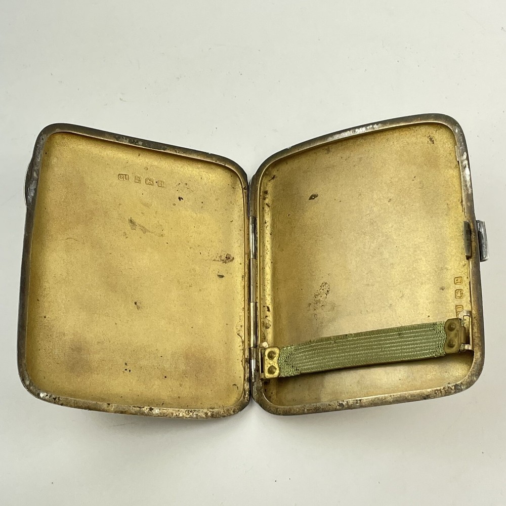 Antique Solid Silver Enamel Cigarette Case Queens Royal West Surrey Reg 1916
