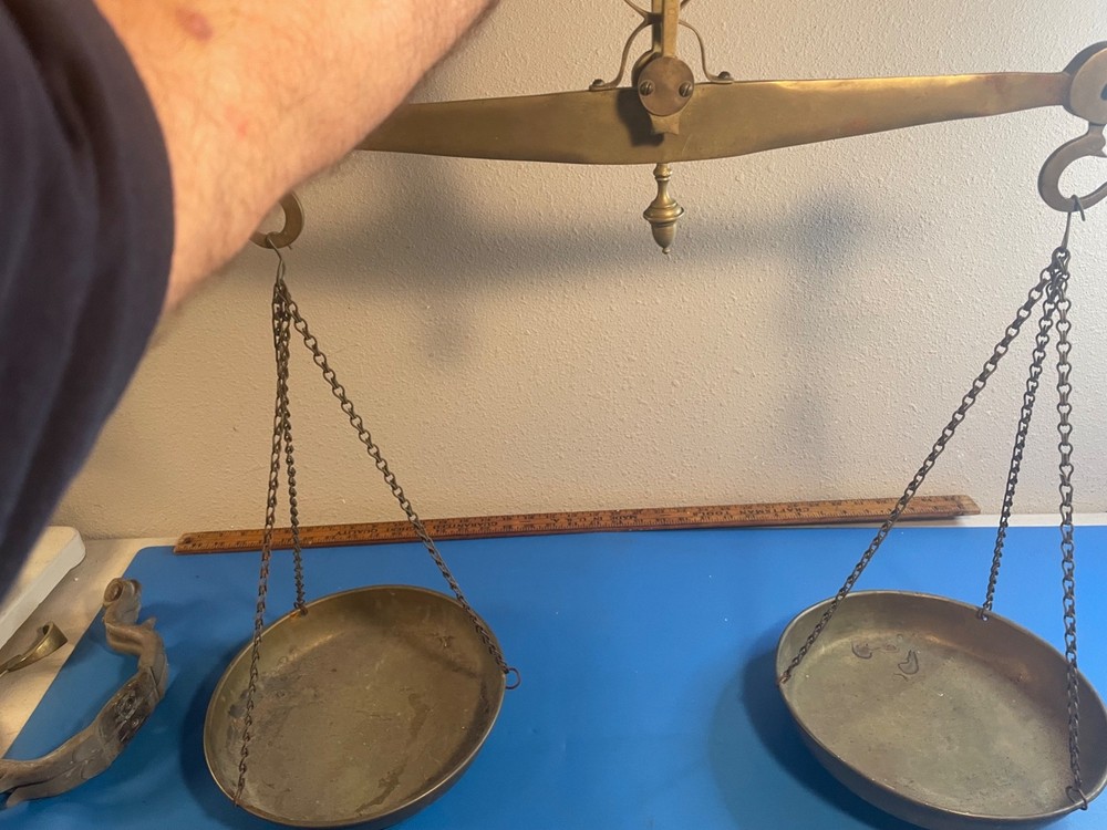 Antique solid brass large Balance Scale 19th century