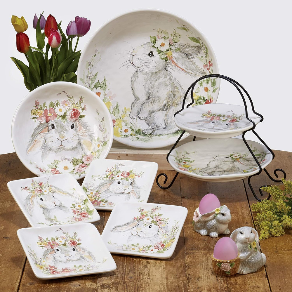 Sweet Bunny 12. 5" Square Platter, Large