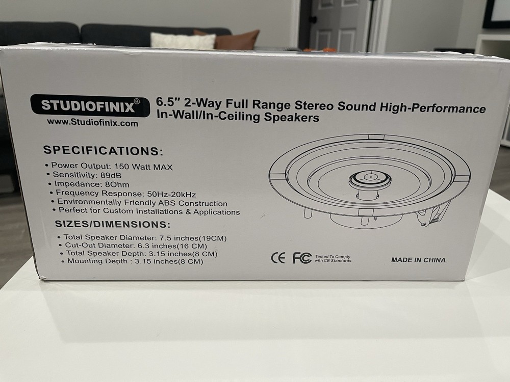 STUDIOFINIX 6.5" Bluetooth Ceiling Speakers 600W Wired Recessed Speaker System