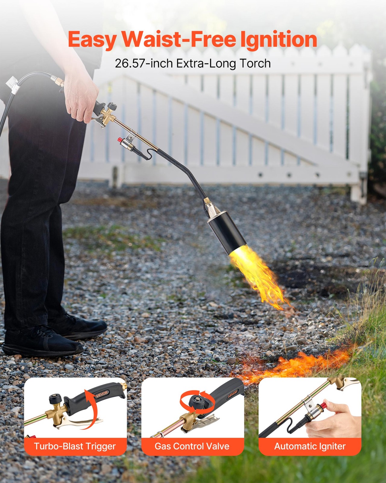 VEVOR Propane Weed Torch Burner Ice Snow Melter 1800000 BTU 10ft Hose Blow Torch