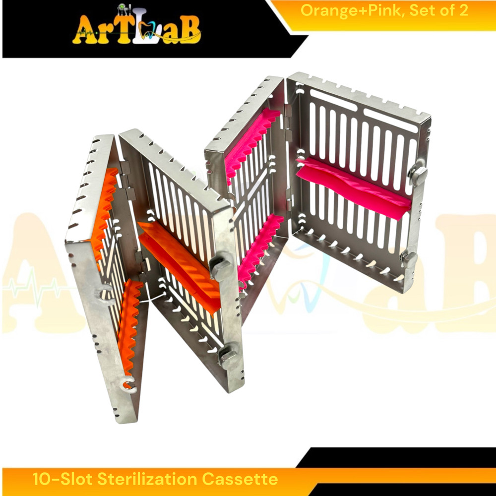 2pcs Sterilization Rack Box with Detachable Lids & Button Locks, 10 Slot Each