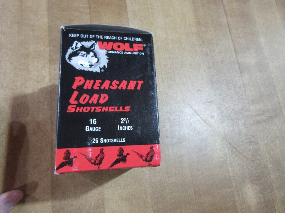 Empty Shotshell box Wolf 16 ga Pheasant Load Spain saga (w12)