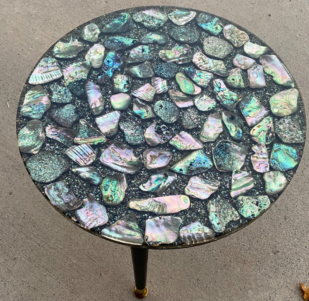 MCM Custom Handmade Large Abalone Shell Side Table Stunning Rare