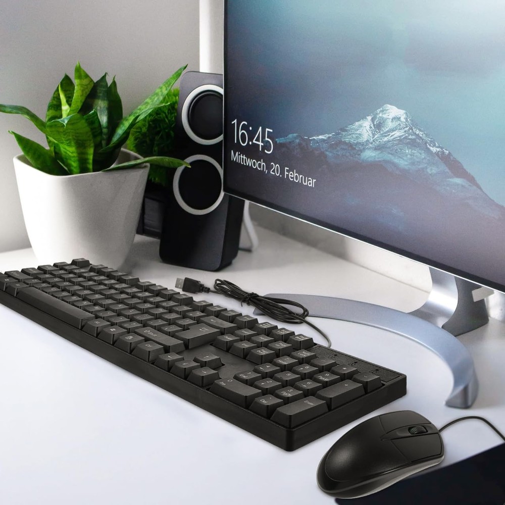 DOITOOL Wired Keyboard Mouse Combo Full Size USB Plug and Play Keyboard and Mous