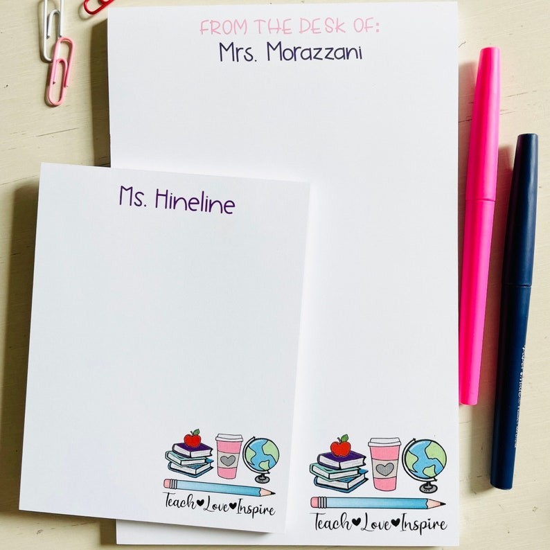 Personalized Teacher Notepad, Gift for Teacher, Custom Stationery Gift