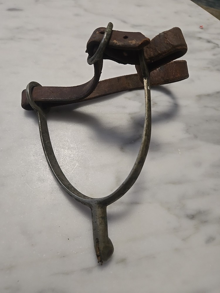 Vintage Solid Nickel Leather Spur